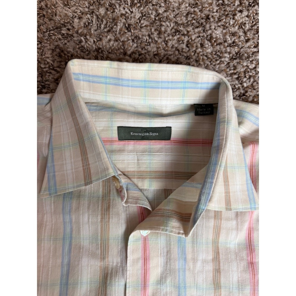 Ermenegildo Zegna Mens M Striped Button Down Shirt Long Sleeve Cotton Turkey - Picture 2 of 7
